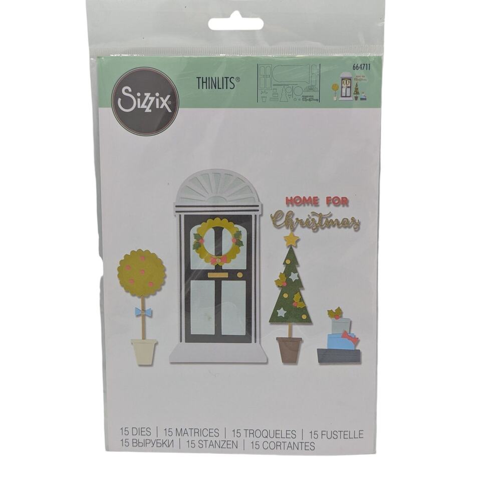 Sizzix Thinlits 664711 Home For Christmas 15 Dies New Free Shipping